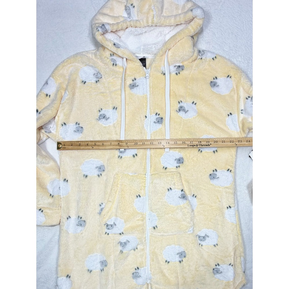 Chenille Cuddl Duds Robe NWT Women's Size Medium Sheep Yellow Full Zip - Picture 7 of 8